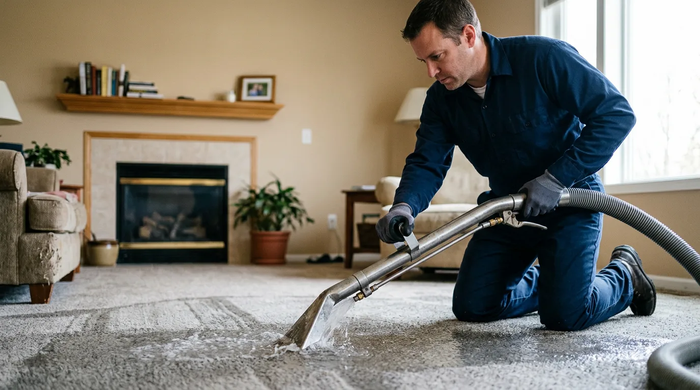 Water damage restoration technician working near Utica, MO